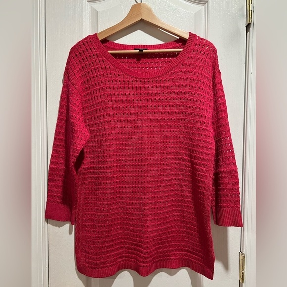 Talbots pink open stitch cotton sweater size medium. - Picture 1 of 4